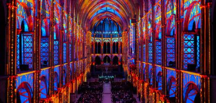 Voorbeeld van de lichtshow luminiscence Delft