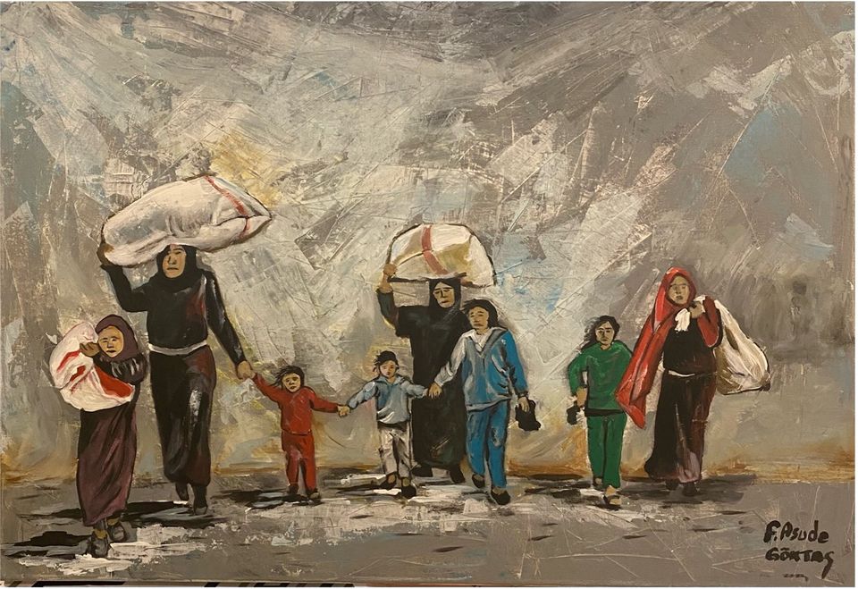 Bommen vielen op het huis van een Iraakse familie terwijl de temperatuur boven de 45 graden Celsius uitkwam. Vrouwen die alleen wat kleding en eten bij zich hadden, en kinderen die er ellendig aan toe waren.