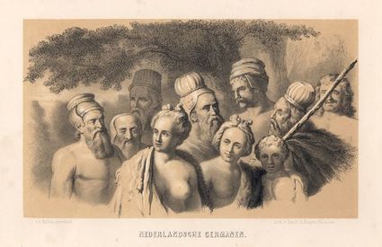 Oude illustratie van Nederlandse Germanen