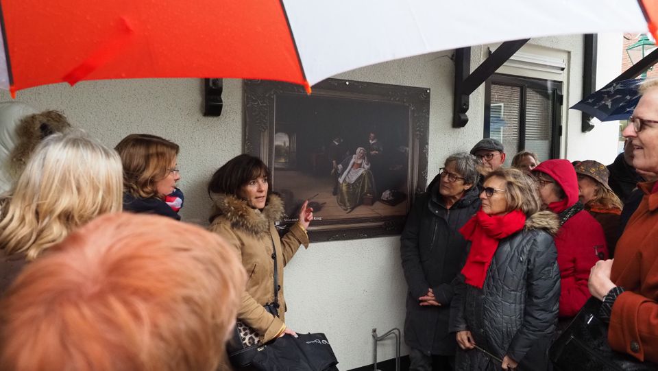 Jan Steen wandeling, groep met gids in Warmond.