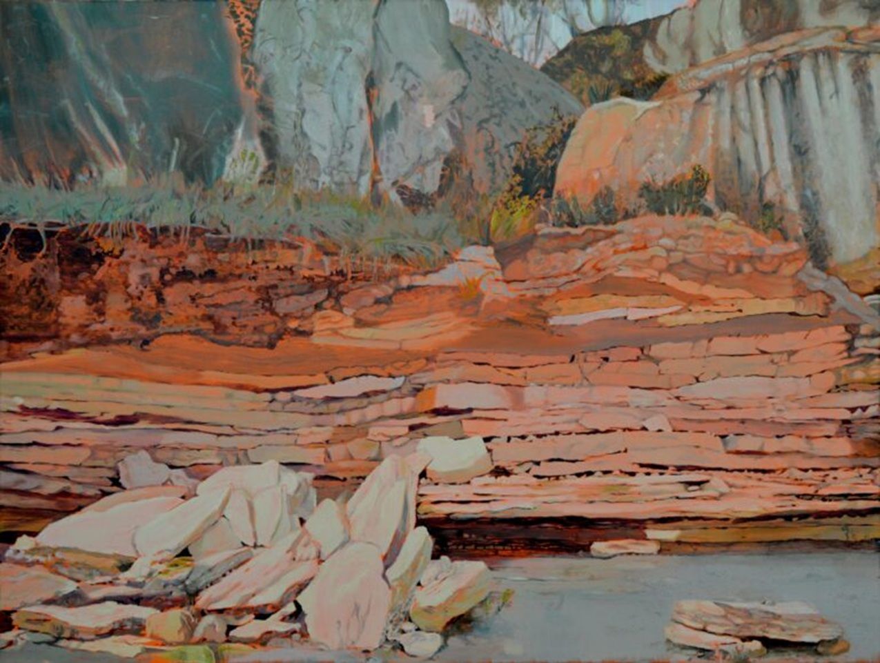 Tentoonstelling - I know what I saw - Karin Bos - Vaporized Waterfall - Olieverf op doek, 120x160 cm. - 2020