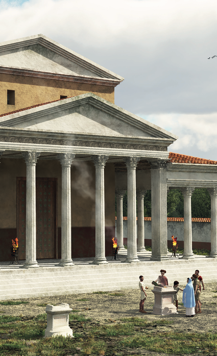 Impressie Romeinse tempel Kessel