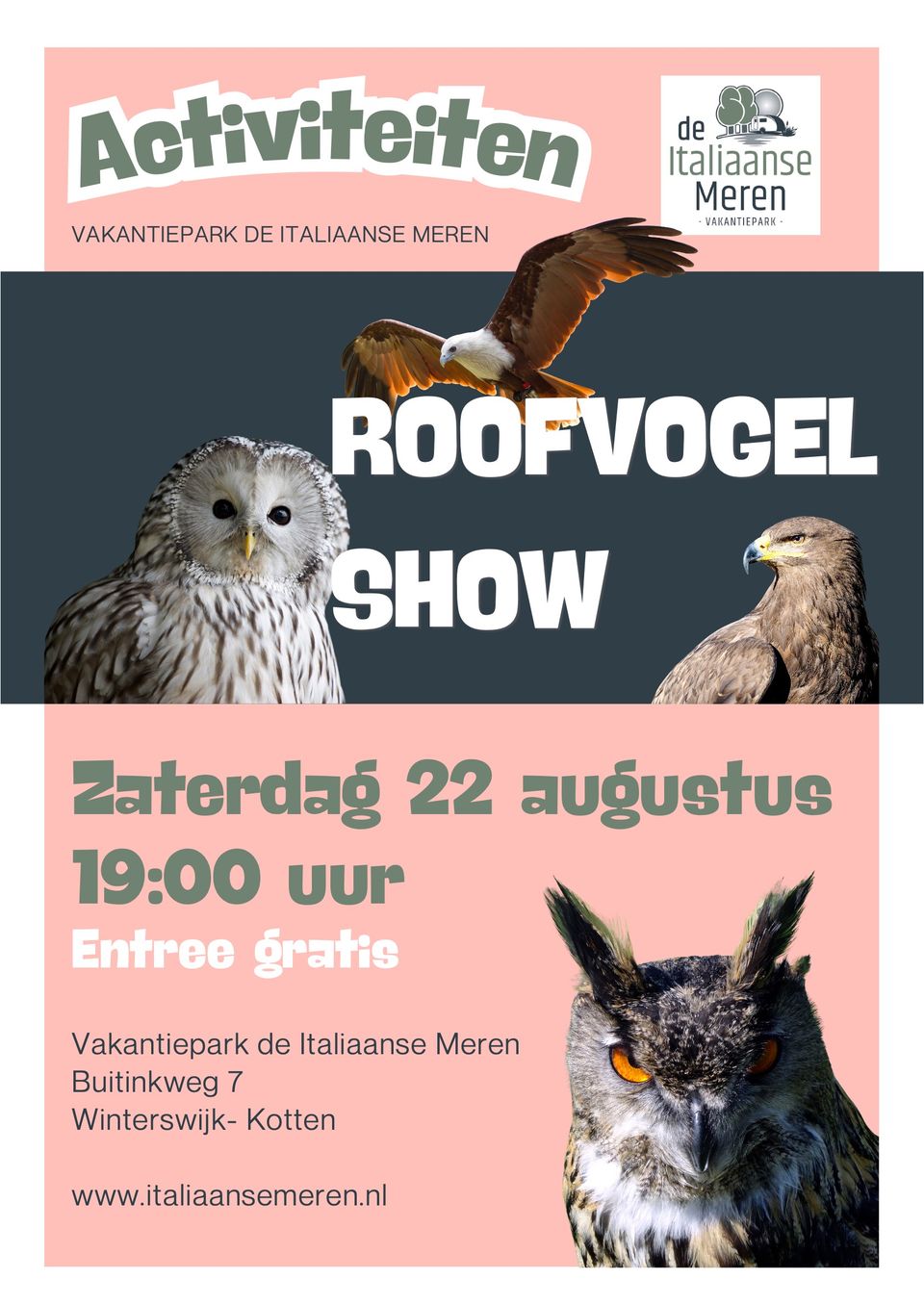 Roofvogelshow | Vakantiepark Italiaanse Meren