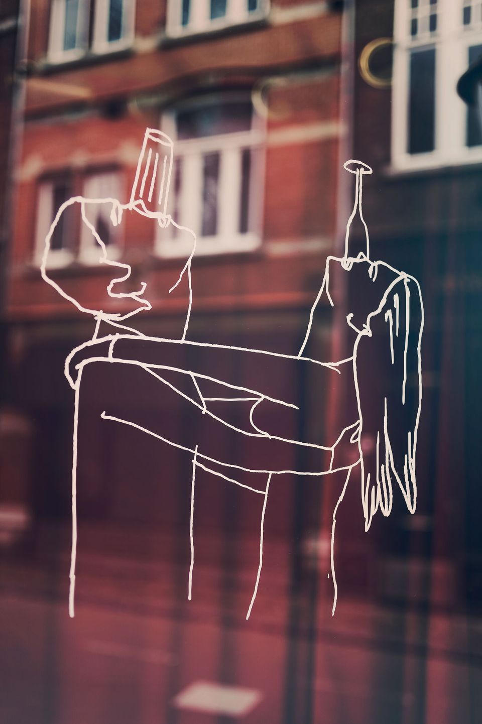 Cafe Sjiek Maastricht raam met illustratie