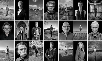 Portrettengalerij met Nederlandse schrijvers als Connie Palmen, Susan Smit, Jan Terlouw, Herman Koch en meer