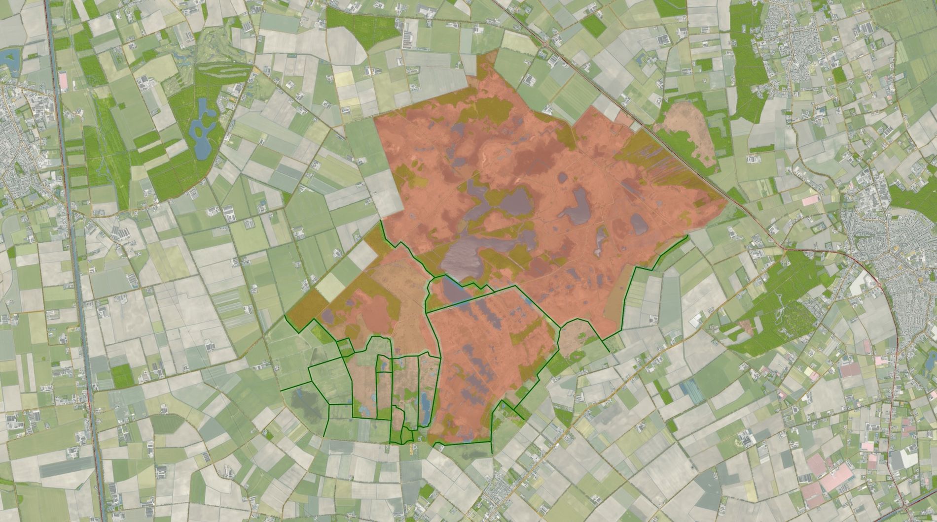 landkaart van toegankelijke wandelpaden tijdens het broedseizoen 15 maart - 15 juli
