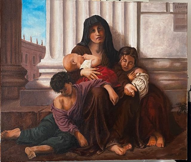 Antoon van den Broek, moeder met kinderen