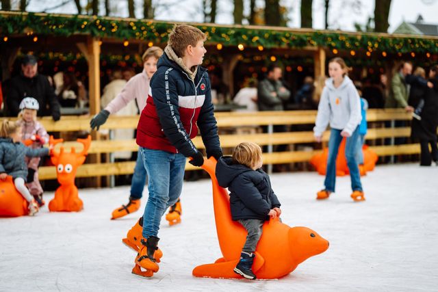 Schaatsers op de ijsvloer