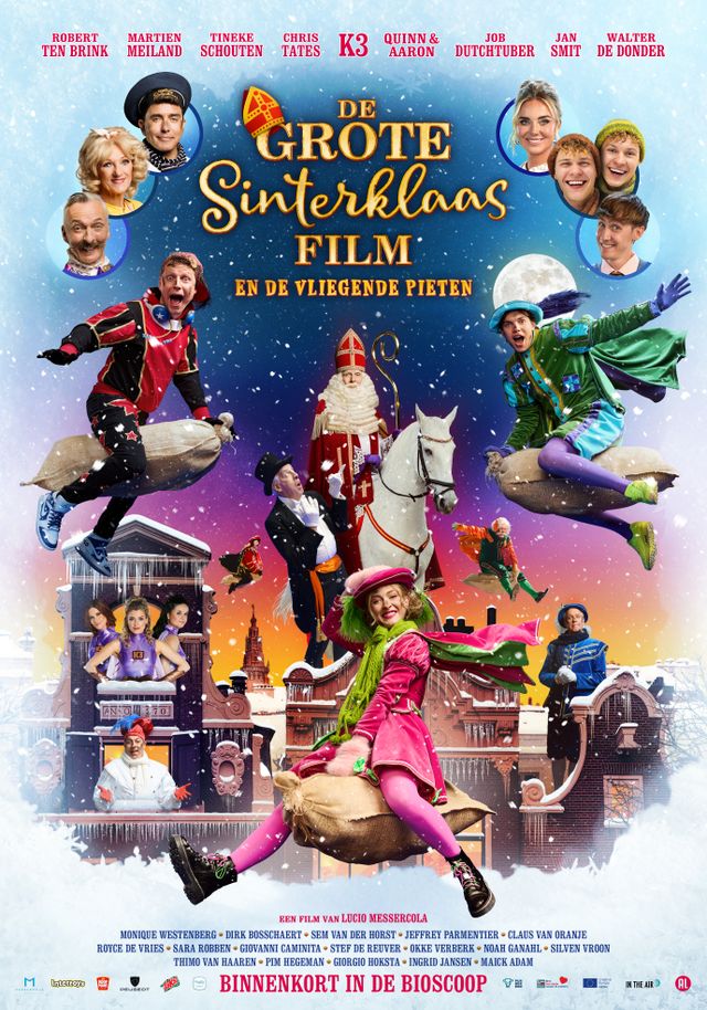 poster van de grote sinterklaasfilm en de vliegende pieten