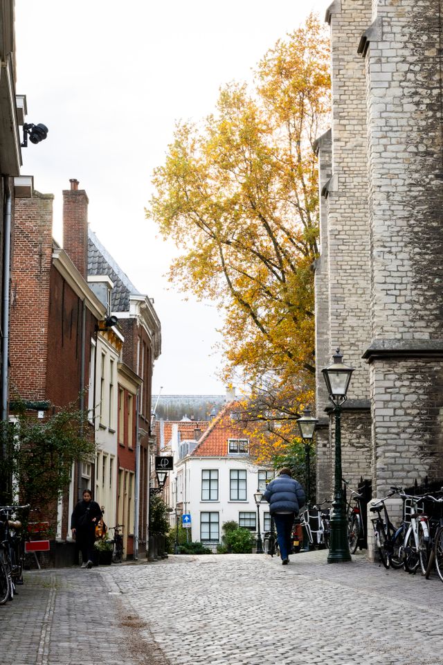 Leiden, straat naast de Pieterskerk