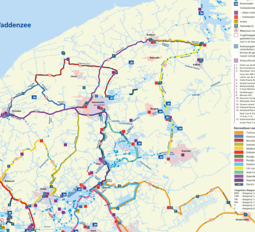 een detail van de vaarkaart van Friesland