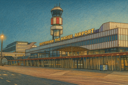 Rotterdam airport getekend