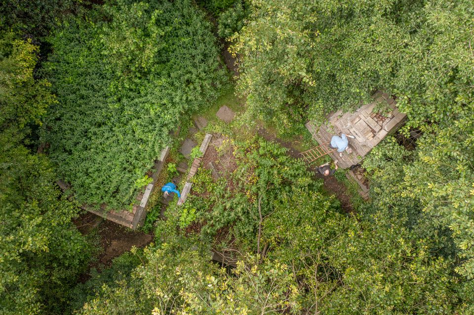 Drone-opname van de ecokathedraal in Mildam