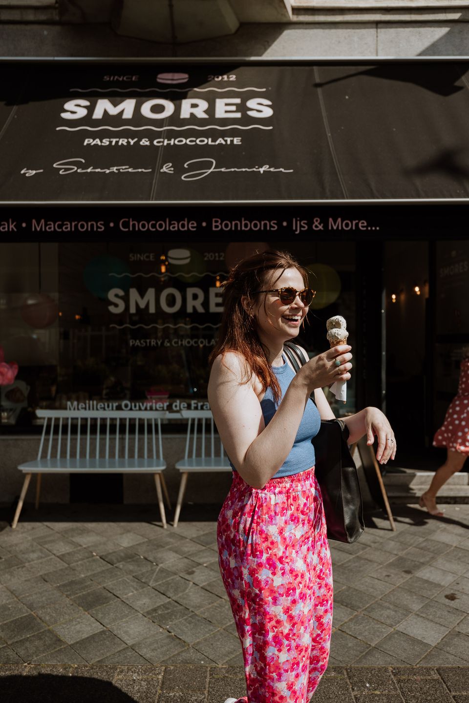 Woman with ice cream from Smores Wyck Maastricht
