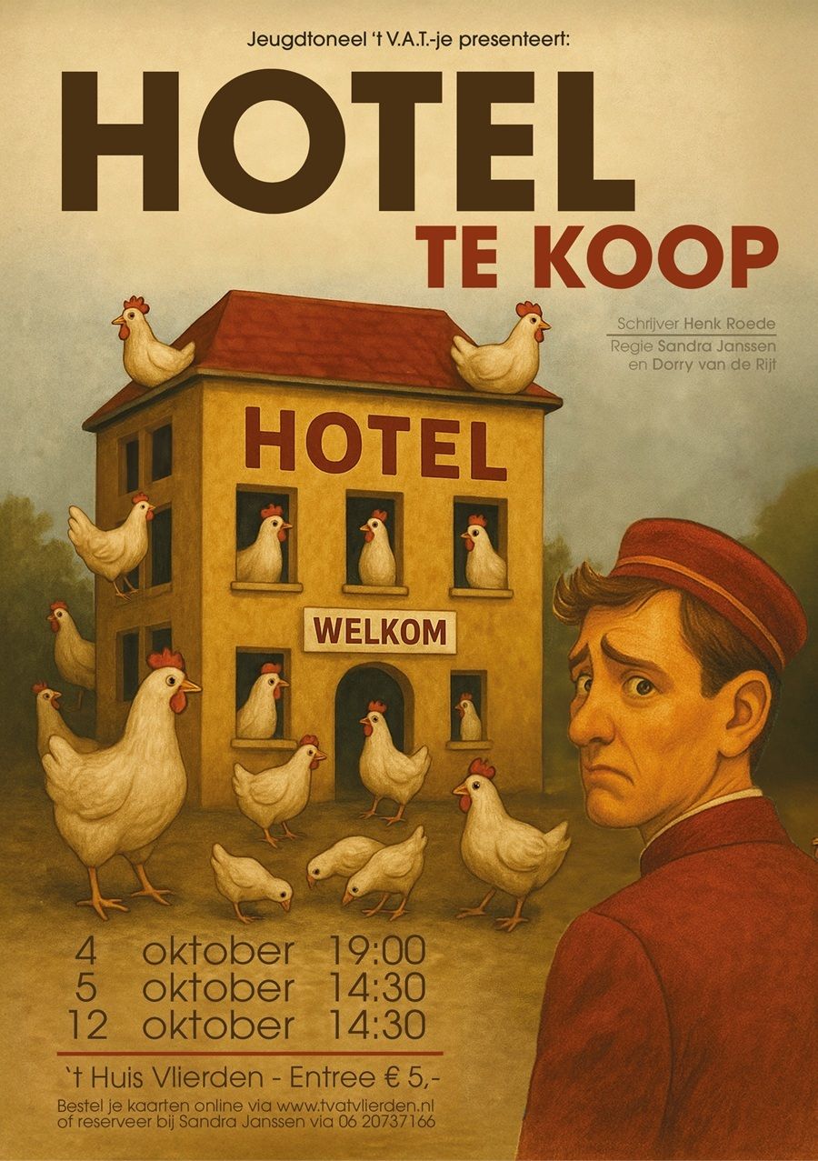 Affiche Jeugdtoneel 'T Vat-je - Hotel Te Koop