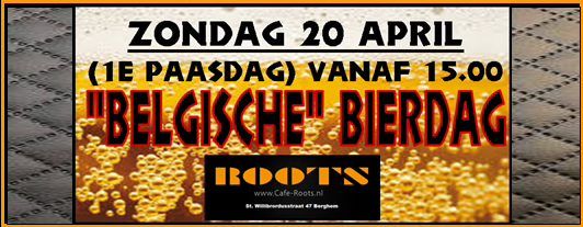 Flyer Belgische Bierdag bij cafe Roots