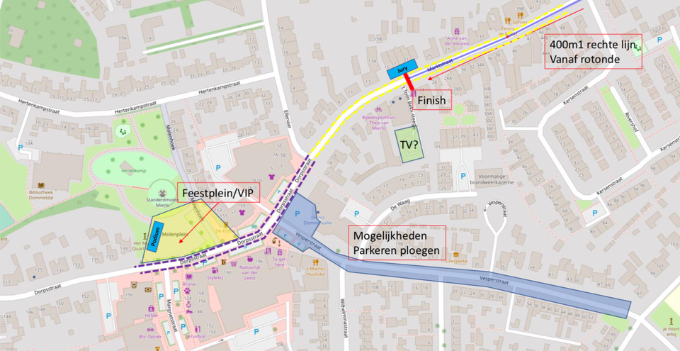 Zaterdag 11 juni 2022 finisht de ZLM Tour in gemeente Geldrop-Mierlo. De finishlocatie is te zien op de kaart. Ook is hier het feestplein, podium en de VIP-tent weergegeven.