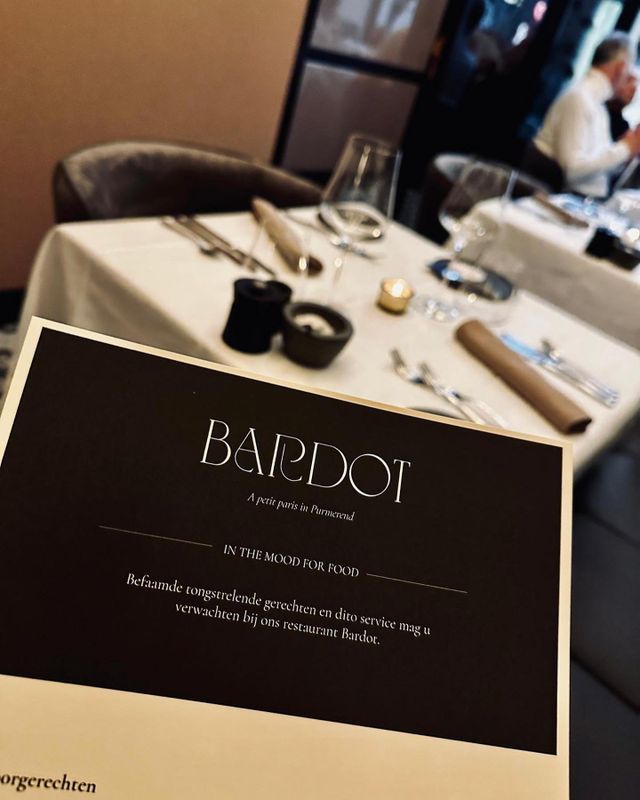 Menukaart Restaurant Bardot