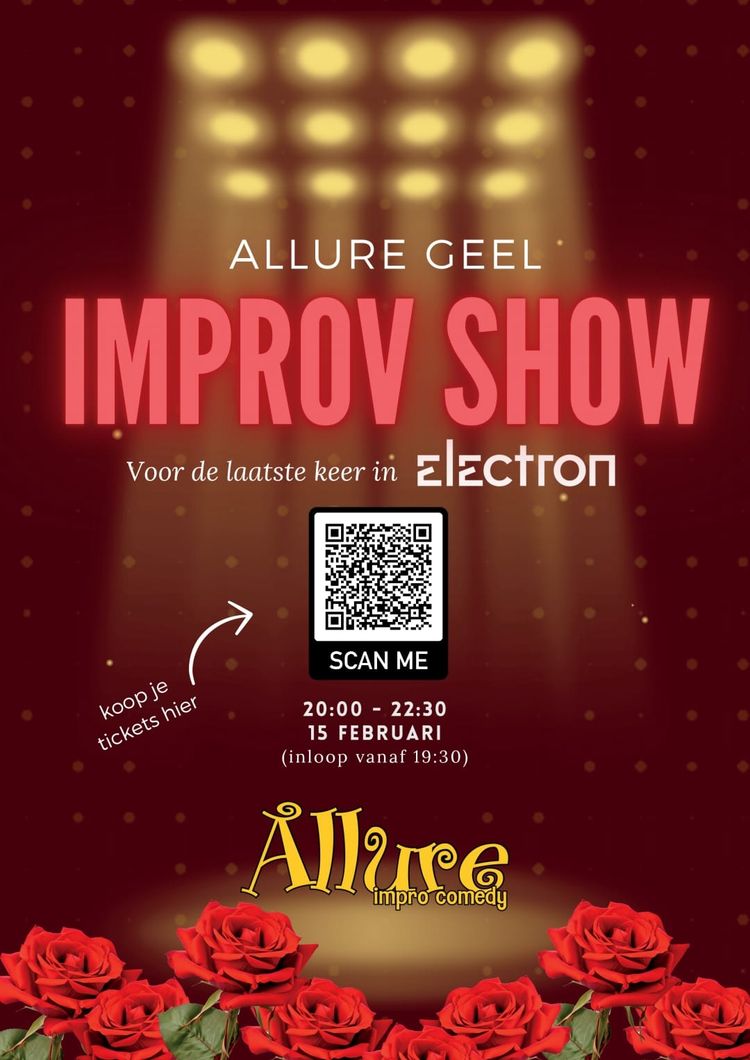 Poster allure, theater lampen en rozen met de tekst laaste show bij Electron, koop je tickets.