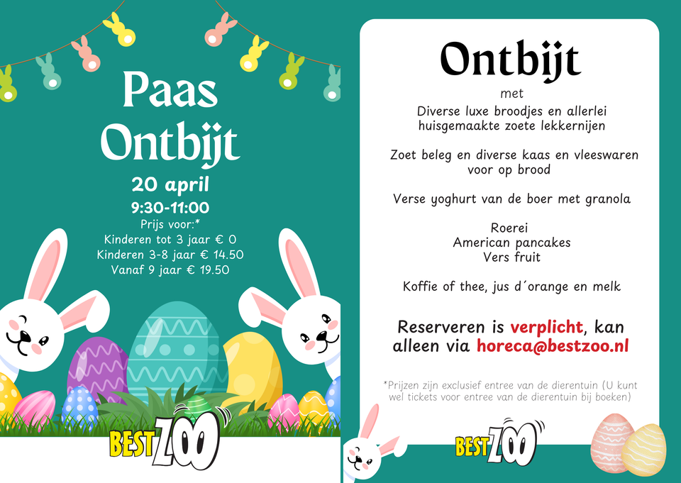 Paasontbijt bij BestZoo op 20 april