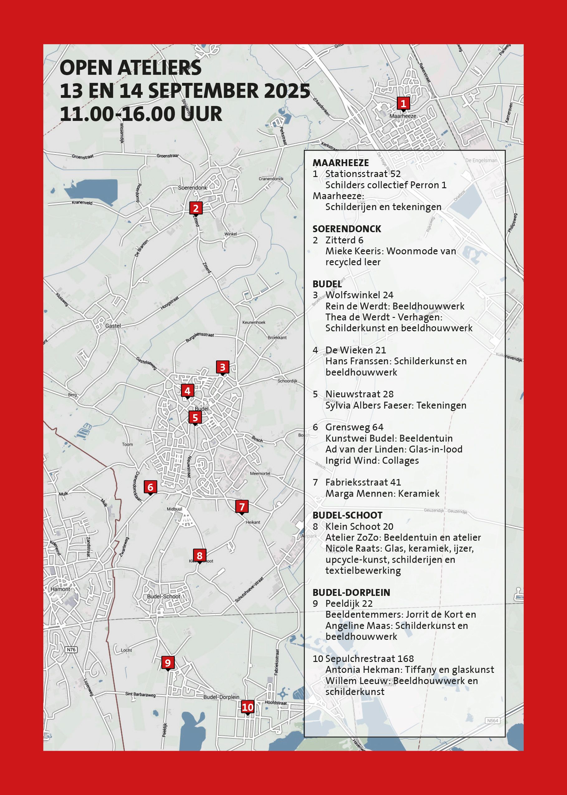 de route van de open atelier route Cranendonck