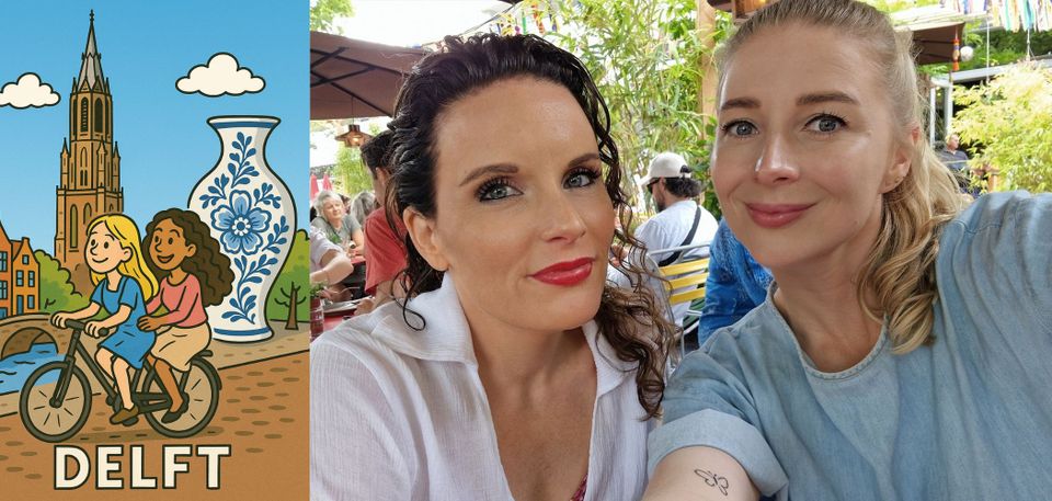 Een selfie van Margrita en Inez tijdens de lunch bij Hanno