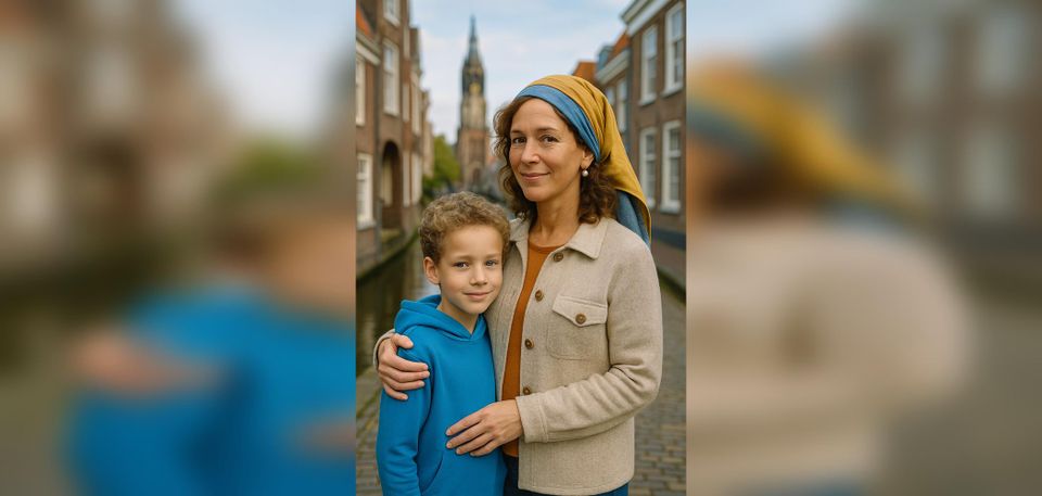 Meisje met de parel moeder Maerthe en haar kind in Delft