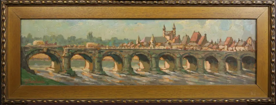 Maasbrug (ca. 1920), Olieverf op paneel.