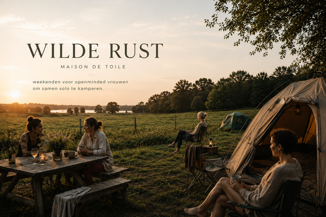 Wilde Rust | Maison de Toile Weekend is een kleinschalig kampeerweekend voor open minded vrouwen die houden van buitenlucht, kampvuur en ontmoeting.  Je komt met je eigen tent en kampeerspullen én voor ontmoeting met gelijkgestemden.