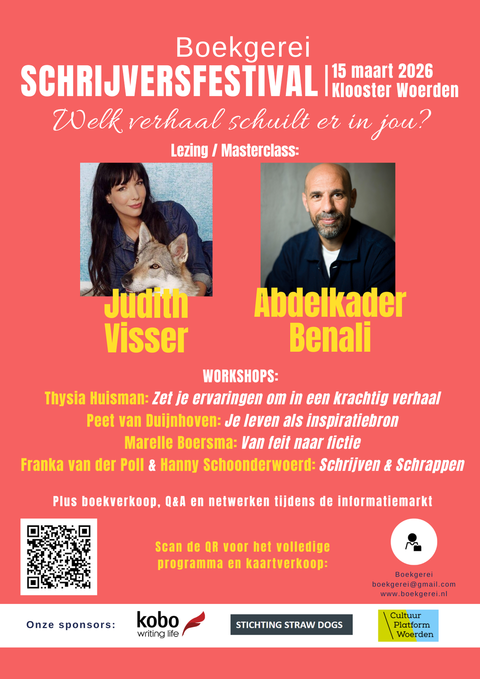 poster voor het schrijver festival boekgerei bij Het Klooster in Woerden