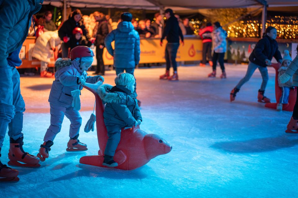 Mensen aan het schaatsen op de schaatsbaan
