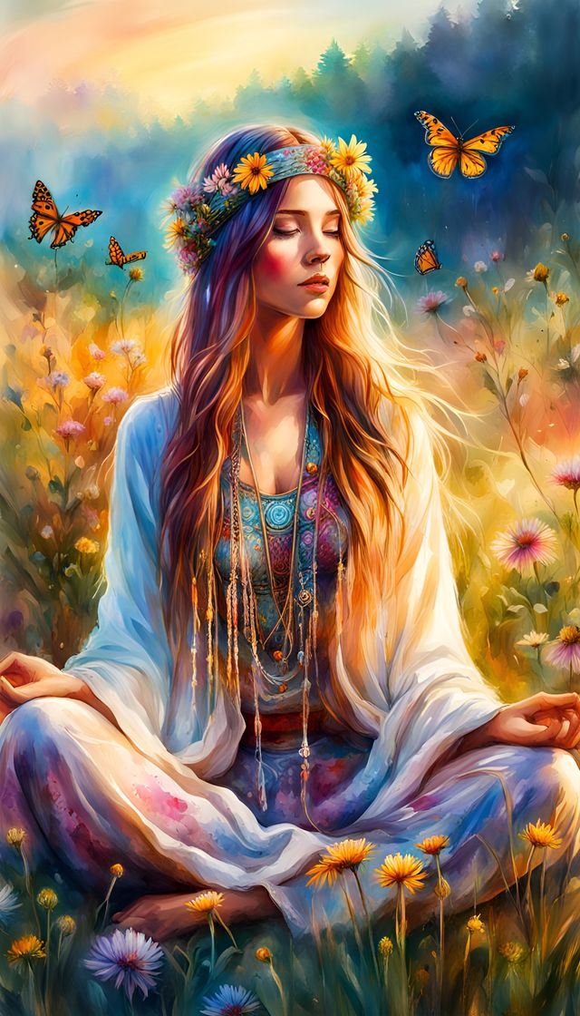 Vrouw hippie AI