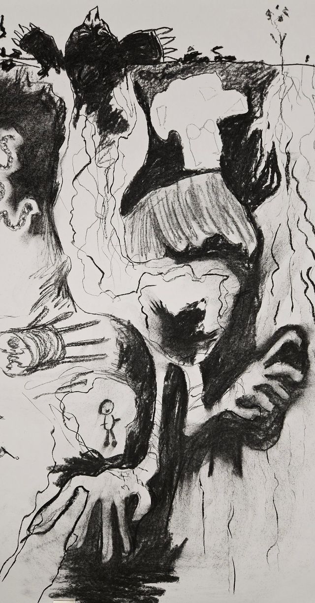 UnderGROÛND XXL - houtskool tekening door publiek