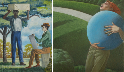 Foto links: Kunstenaar en Model - Rechts: Blauwe - Friso Wiegersma - Collectie Hans van der Woude