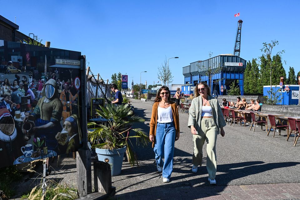 Jonge meiden aan de wandel