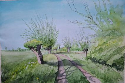 Aquarel van het laarzenpad door Theo Poort