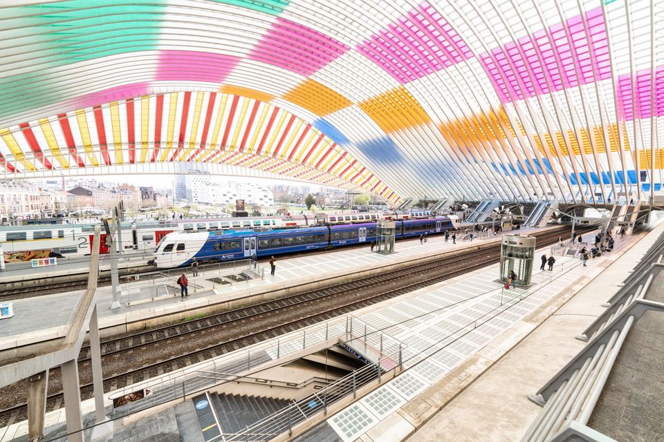 Liege station tri-land train Arriva