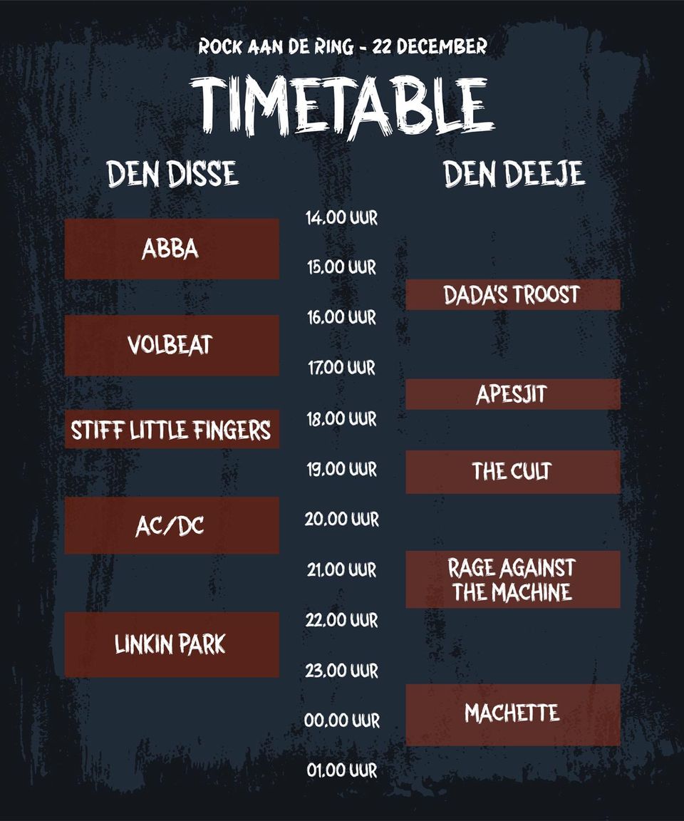 Affiche Timetable Rock aan de Ring 6
