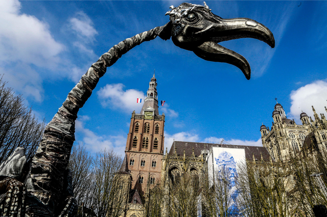 Monster, nagemaakt van een schilderij van Jeroen Bosch. Ter gelegenheid van de opening van het Jeroen Boschjaar