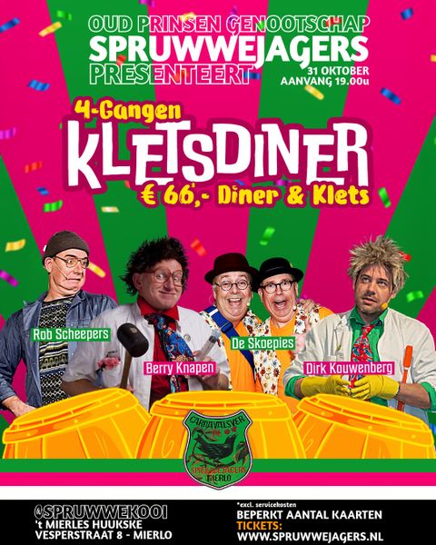 Kletsdiner | 4-gangen met amusument 31 okt