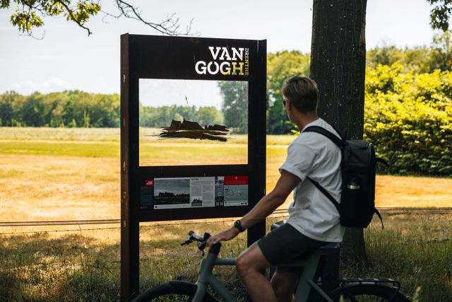 man op fiets doorkijkpaneel van gogh