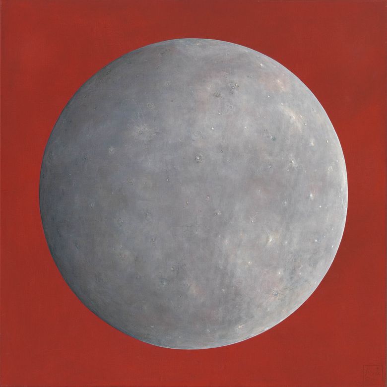 Oaljeferve op linnen, 100 x 100 cm