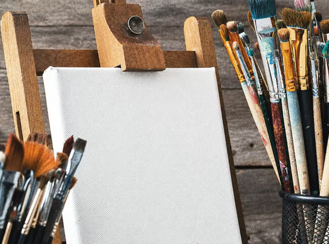 Canvas met verfspullen