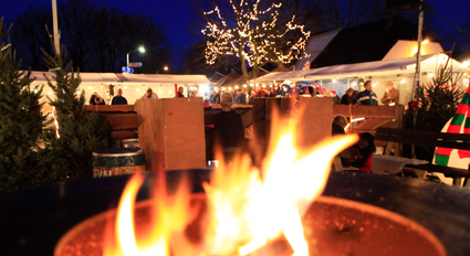 Kerstmarkt met vuurkorf