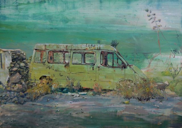 Tentoonstelling - I know what I saw - Karin Bos - Olieverf op doek, 85x120 cm. - 2019