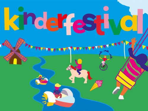 kinderfestival poster met cartoon tekening met kleuren
