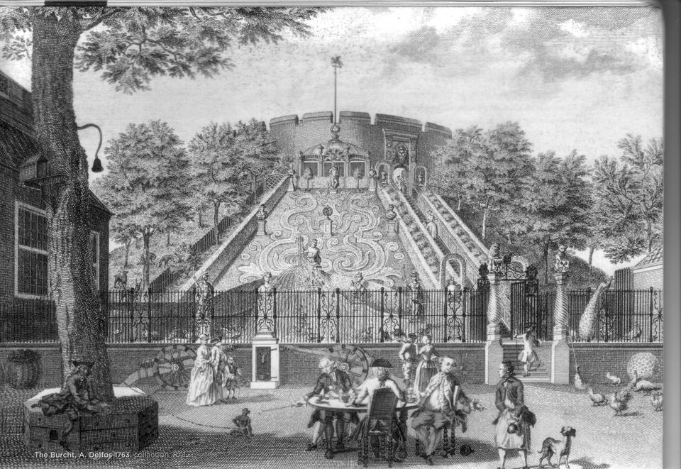 Kunstwerk waar de burcht te zien is bij burcht park
