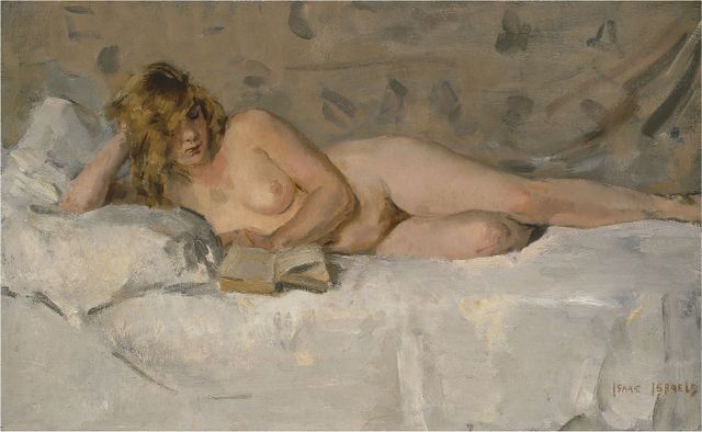 Schilderij 'Liggend naakt, Sjaantje van Ingen' van Isaac Israels