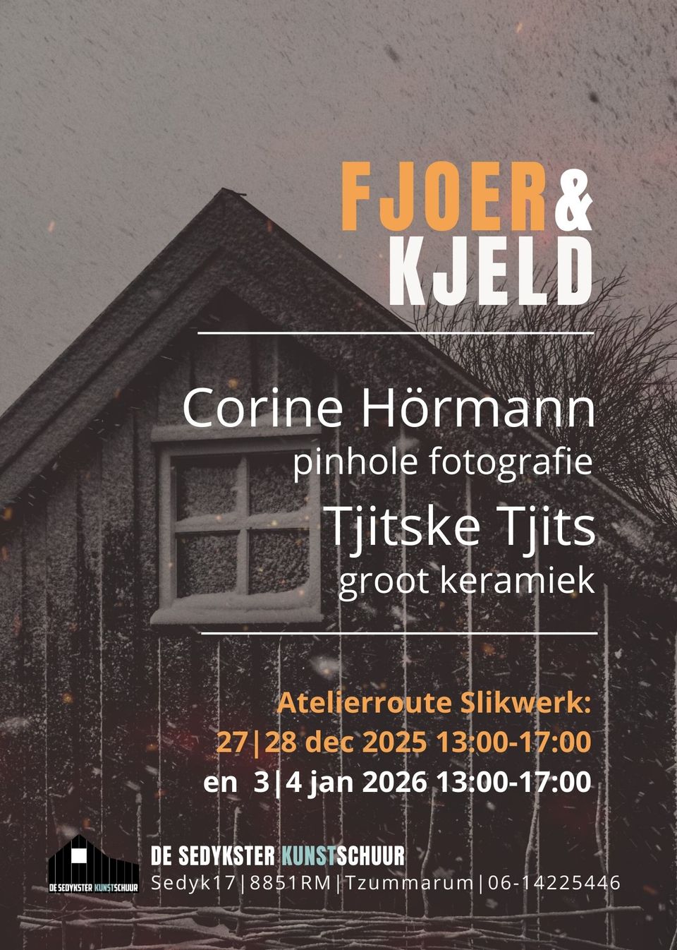 Winterexpositie met werk van Corine Hörmann en Tjitske Tjits, te zien in De Sedykster Kunstschuur aan de Friese waddendijk.