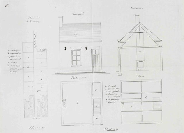 Bouwtekening achter den engel 1887